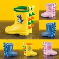 thumbnail image 1 of Rain Boots for Kids Waterproof Ankle Rubber Booties Cute Cartoon Dinosaur Lightweight Boys Girls Non Slip Rain Shoes for Outdoor School Hiking Navy 2.5 Big Kid, 1 of 4