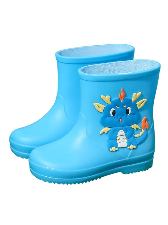 Rain Boots Kids Waterproof Non- Round-toe Mid Ankle for Toddler Little Kids,for Muddy Puddles Rainy Day Use