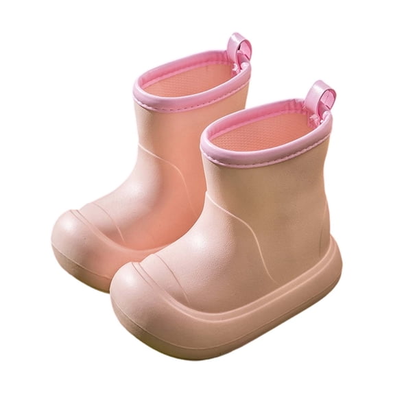 Rain Boots Kids Waterproof Non- Round-toe Mid Ankle for Toddler Little Kids,for Muddy Puddles Rainy Day Use