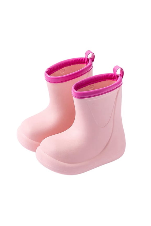 Rain Boots Kids Waterproof Non- Textured Sole Easy On Off Pull Tab Flexible Mid Ankle Rain Boots for Toddler&Little Kids Outdoor Rainy Day