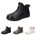 thumbnail image 1 of Rain Boots Men Non Slip Waterproof Round Toe Pull-on Versatile Ankle Water Shoes for Commutes Outdoor Work, 1 of 7