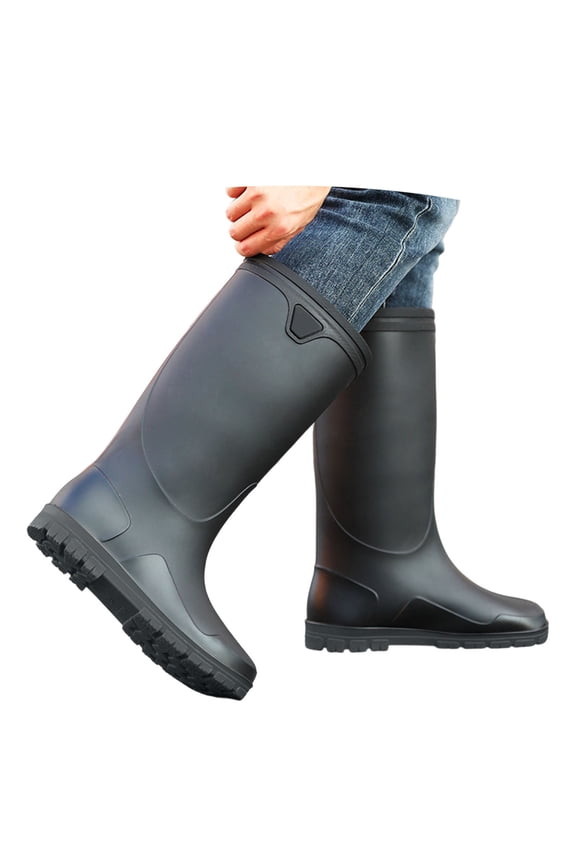 Rain Boots for Men Waterproof Mens Reflective Knee High with Rubber Boots Mens Mud Boots, Comfort Lightweight Gardening Fishing Shoes for Yard Farm Outdoor Work