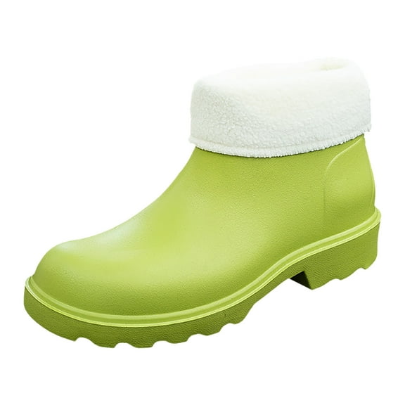 Rain Boots Women,Anti- Durable Detachable Plush EVA Light Sole Rainshoes Rainboots,Womens Rain Boots,Green,8