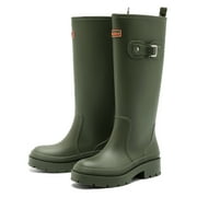LCAMAW Rain Boots for Women, Anti-Slip Rubber Boots Waterproof Garden Muck Boots Durable Slip Resistant, Tall Water Shoes Comfort Fishing Boot Knee High Work