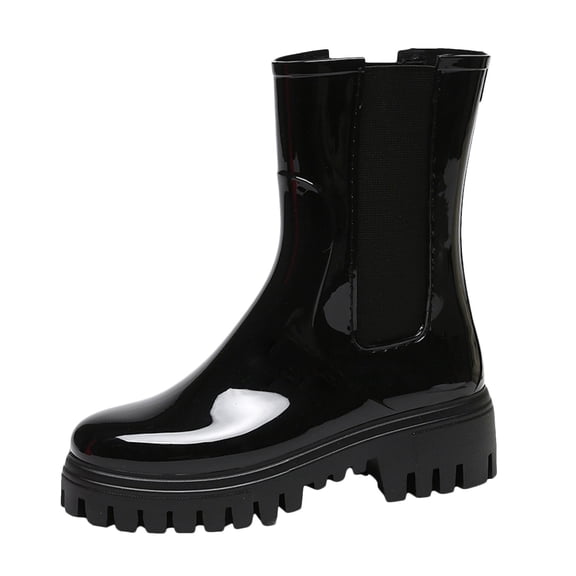 Rain Boots Women,Fashion Rain Shoes Elastic Mouth Thick Sole Waterproof Non- Kitchen Rubber Shoes,Womens Rain Boots,Black,6.5