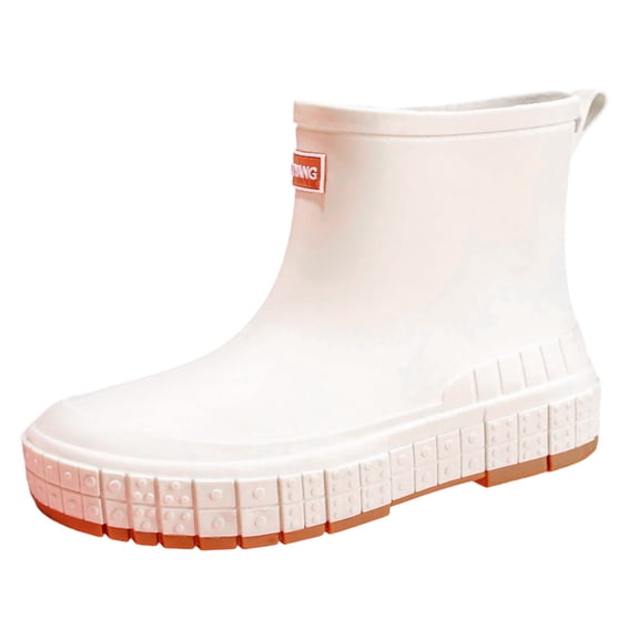 Rain Boots Women,Ladies Rain Shoes Short Fashion Adult Rain Boots Women Water Shoes Non- Outer,Womens Rain Boots,White,6.5