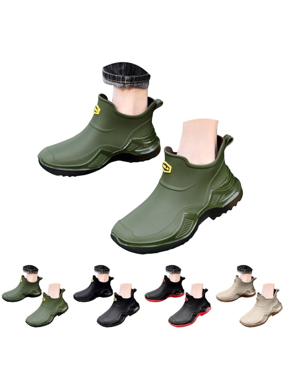 Rain Boots Women and Men Antislip Waterproof Rubber Booties Classic Platform Rain Shoes Mud Booties for Work PVC Garden Shoes for Fishing Camping White Size 8