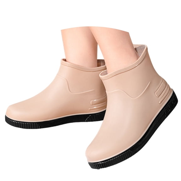 Rain Boots Women,Rain Boots Outdoor Casual Short Ankle Rain Shoes Hiking Camping Daily Wear,Womens Rain Boots,Khaki,8.5