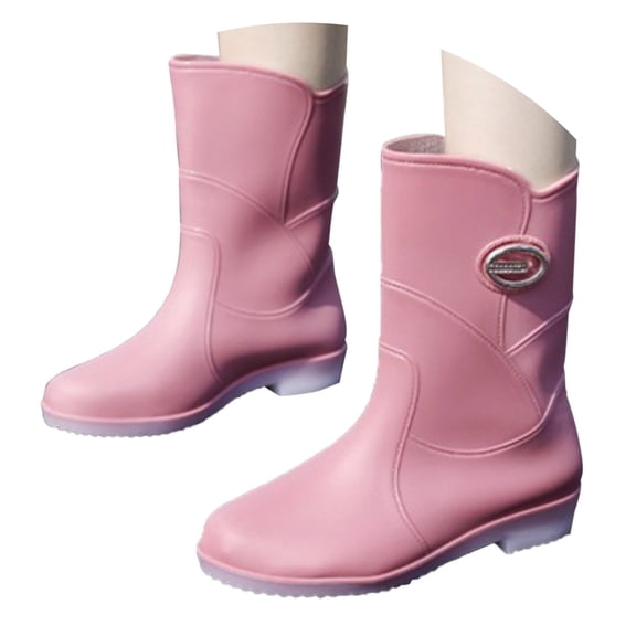Rain Boots Women,Rain Boots Silicone Mid Calf Work Shoes Outdoor Hiking Camping Beach Walking,Womens Rain Boots,Pink,6