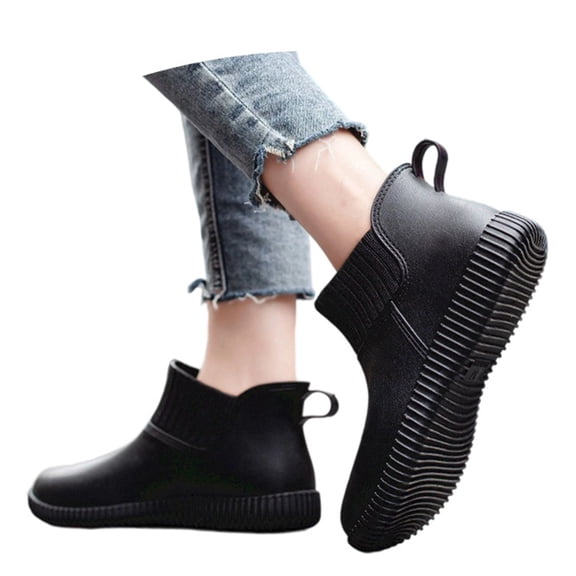 Rain Boots Women,Rain Shoes Fashionable Low Cut Rubber Boots Non- Outdoor Work Car Wash,Womens Rain Boots,Black,5.5