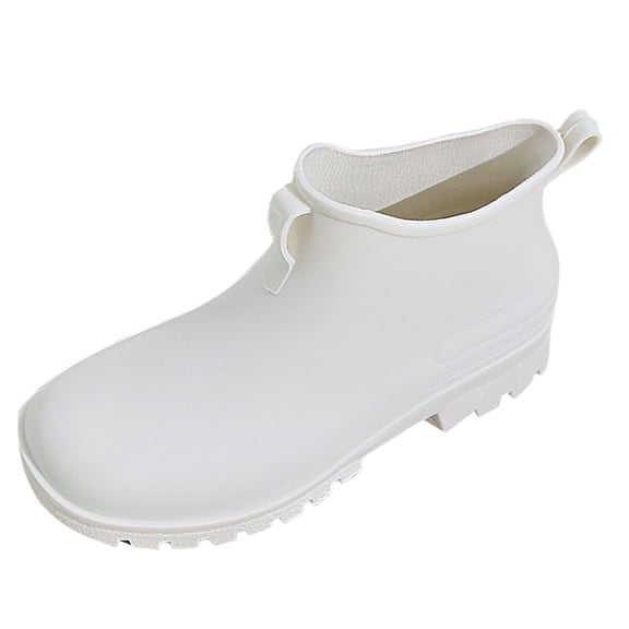 Rain Boots Women,Solid Color Fashion Short Tube Waterproof Non- Rain Boots Comfortable,Womens Rain Boots,White,7.5