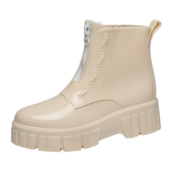 Rain Boots Women Stylish Rain Shoes Mid Calf Motorcycle Boots Durable Fashion Footwear for Outdoor Activities and Casual Wear 36 Size