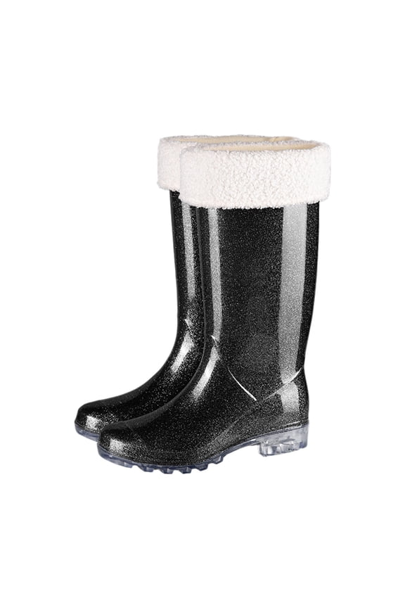 Rain Boots Women Waterproof Non-Slip Casual Shoes Long Rain Boots Wide Calf For Gardening Outdoor Work And Everyday Wear Rain Boots Black