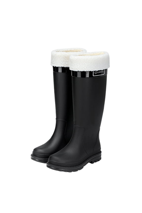 Rain Boots Women Waterproof Non-Slip Casual Shoes Long Rain Boots Wide Calf For Gardening Outdoor Work And Everyday Wear Rain Boots Black