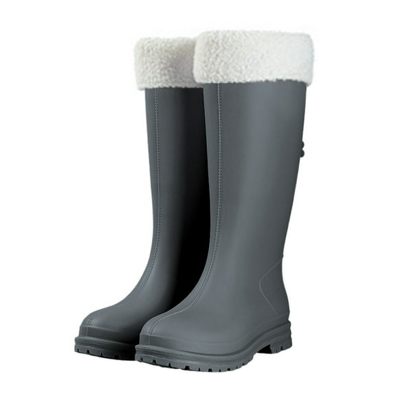 Rain Boots Women Waterproof Non- Casual Shoes Long Rain Boots Wide Calf For Gardening Outdoor Work And Everyday Wear Rain Boots Grey