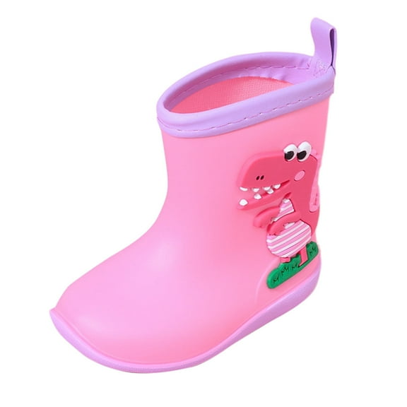 Rain Boots for Girls 18-24 Months Boys Short Ankle Slip On Garden Rubber Durable Waterproof Adorable Comfortable Rainy Pink Baby Shoes