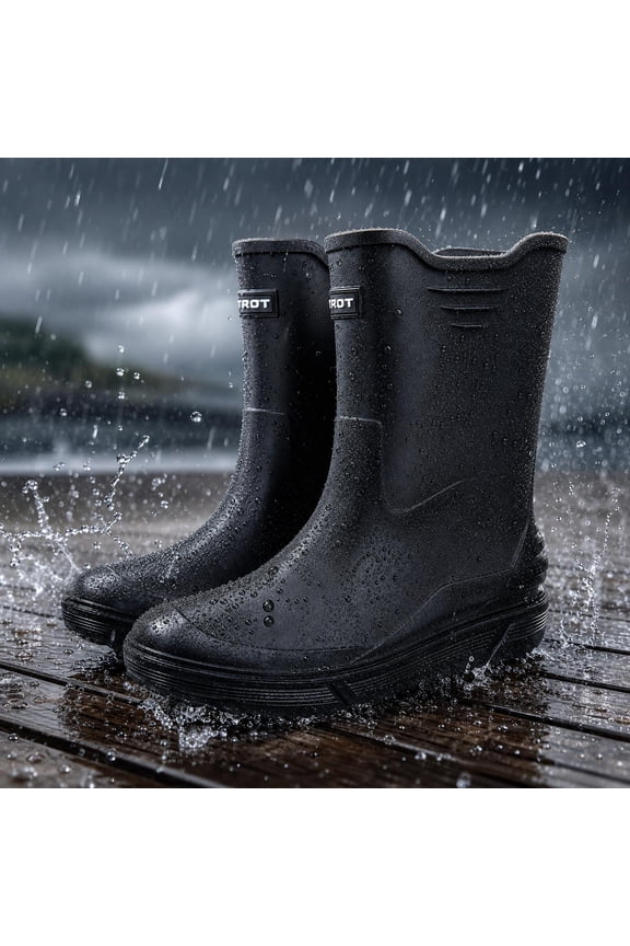 Rain Boots for Men, Non-Slip Waterproof Rubber Boots Outdoor Garden Mid Calf Muck Work Shoes Rainboots for Fishing Climbing, Size 10