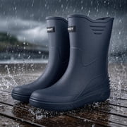 Rain Boots for Men, Non-Slip Waterproof Rubber Boots Outdoor Garden Mid Calf Muck Work Shoes Rainboots for Fishing Climbing, Size 10