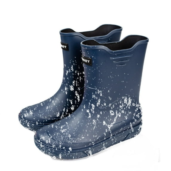Rain Boots for Men, Non-Slip Waterproof Rubber Boots Outdoor Garden Mid Calf Muck Work Shoes Rainboots for Fishing Climbing, Size 7