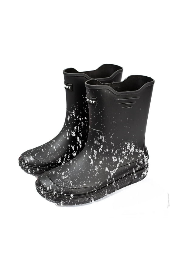 Rain Boots for Men, Non-Slip Waterproof Rubber Boots Outdoor Garden Mid Calf Muck Work Shoes Rainboots for Fishing Climbing, Size 9