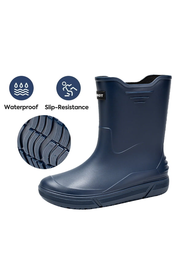 Rain Boots for Men, Waterproof Non-Slip Rubber Boots Outdoor Garden Mid Calf Muck Work Shoes, Fishing Climbing Rainboots, Size 10