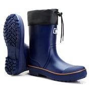 Lcamaw Rain Boots for Men, Waterproof PVC Rubber Boots, Non-Slip Mid-Calf Garden Mud Boots, Comfortable Lightweight Fishing Boots for Yard Farm Hiking Outdoor Work, Size 8