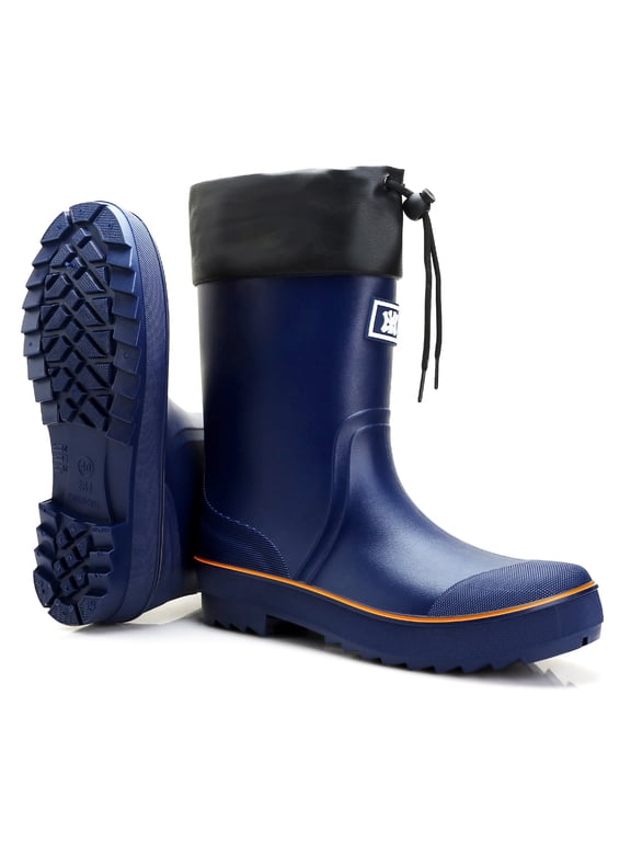 Rain Boots for Men, Waterproof PVC Rubber Boots, Non-Slip Mid-Calf Garden Mud Boots, Comfortable Lightweight Fishing Boots for Yard Farm Hiking Outdoor Work, Size 10.5