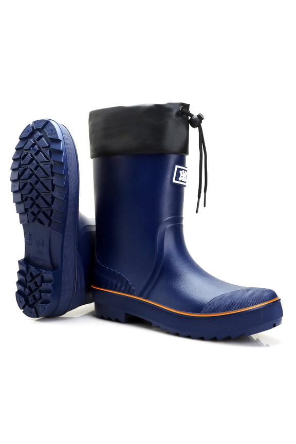 Rain Boots for Men, Non‑Slip Waterproof Rubber Boots with Adjustable Closure Mid Calf Work Mud Boots for Outdoor Fishing Gardening Farming