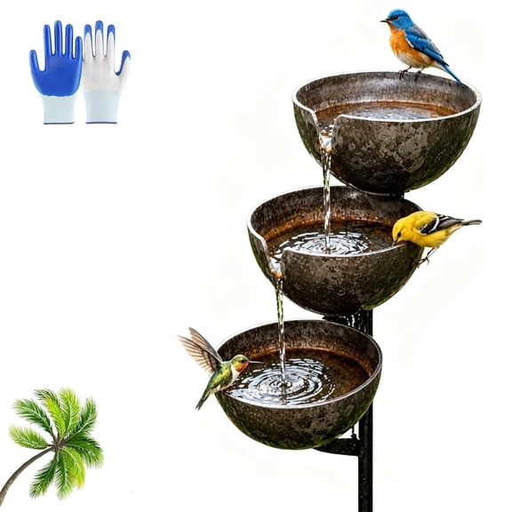 Rain Catcher Bird Bath,3-Layer Metal Rain Catcher Garden Stake,Decorative Flower Bed Rainwater Collector for Outdoor Yard Art Decor