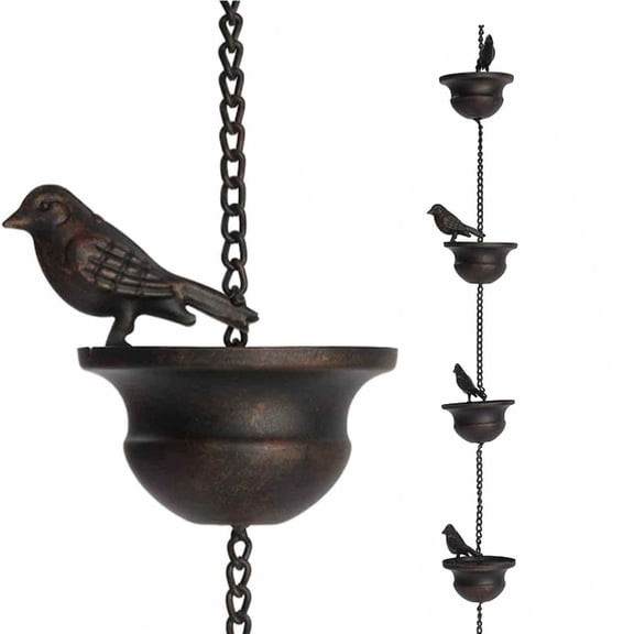 Rain Chain Bird Rain Chain for Outside Metal Rain Chain Cups Decorative Rain Catcher Chain Replacement Downspout