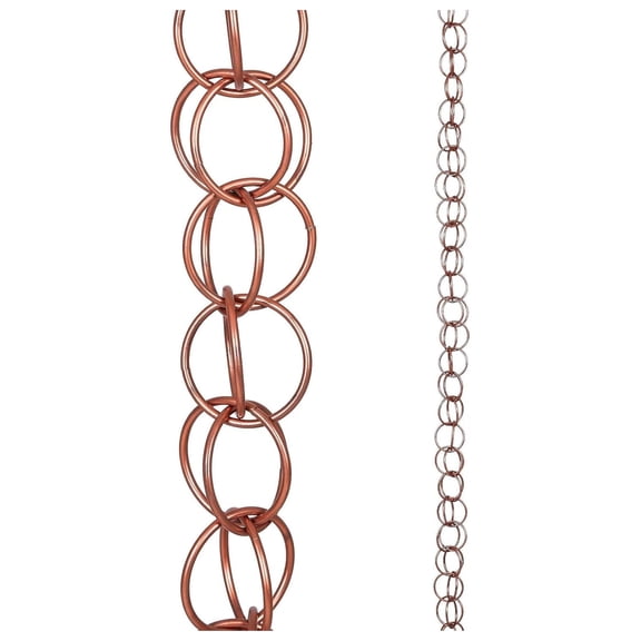 Rain Chain Decorative, 8.5 ft Metal Double Loop Rain Chains for Gutters, Outdoor Garden Decor, Downspout Extension, Soothing Rain Sound