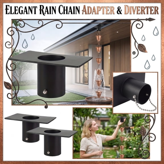Rain Chain Gutter Adapter – Heavy-Duty Aluminum Downspout Replacement Kit with Brass Bolt for Easy Rain Chain Installation, Aesthetic Outdoor Water Feature for Modern Homes, Gardens & Patios