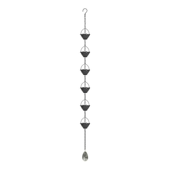 Rain Chain Gutter Chain Rain Catcher with Decorative Lotus Cups for Outdoor Garden Yard Eaves