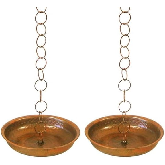 Rain Chain Receptacles, Flamed Copper , Pack of 2 Metal Rainwater Collection Basins for Rain Chains & Downspouts$$Garden & Patio