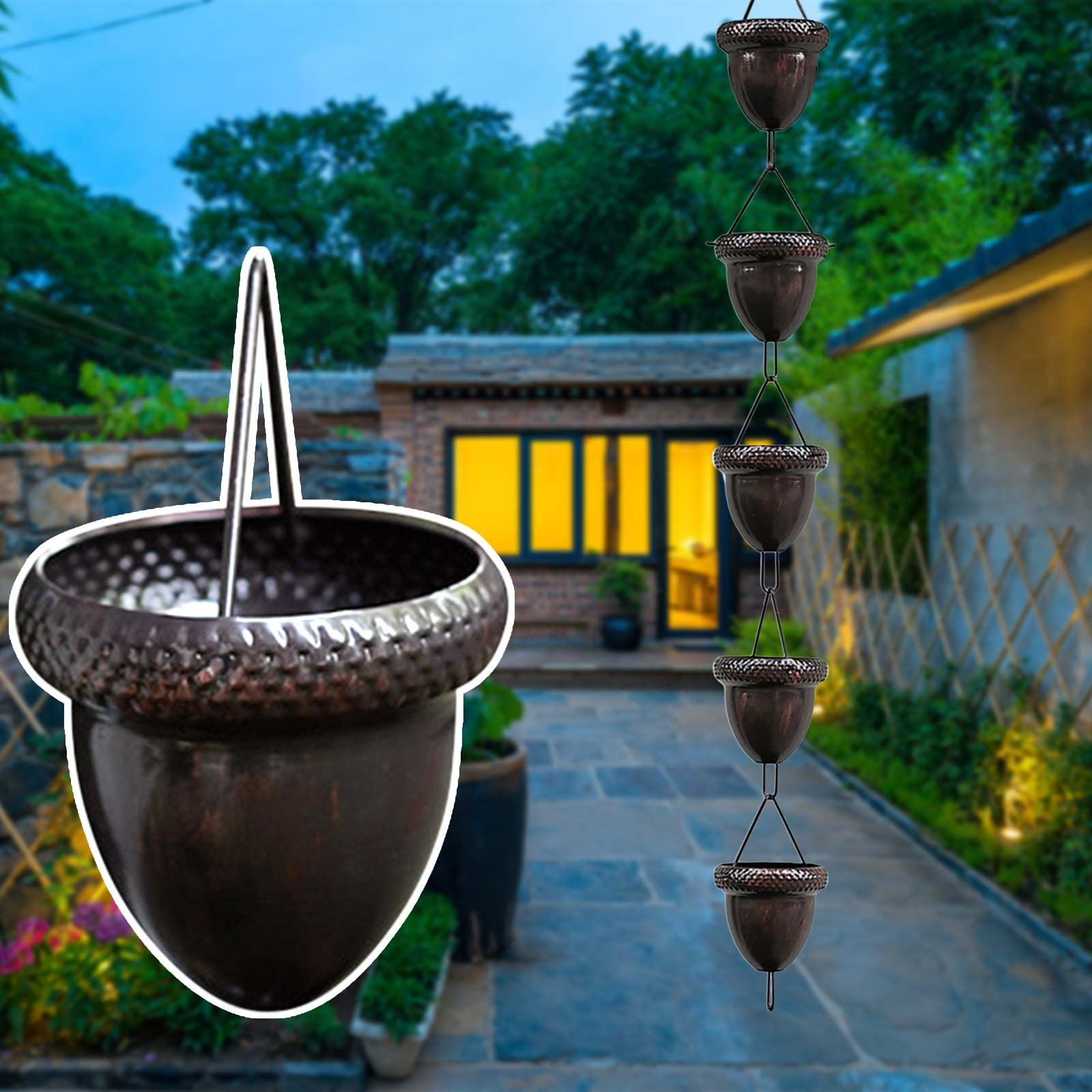 Rain Chain To Replace Gutters Downspouts Functional and Decorative Rainwater Collector Cups