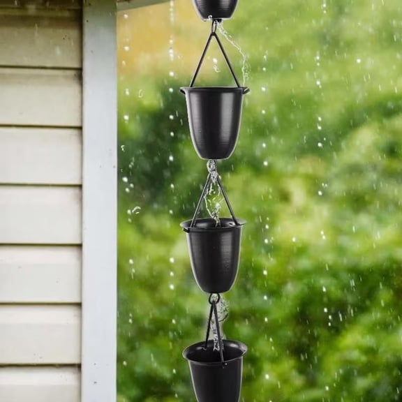 Rain Chain for Gutters Round Cups 58.86in Outdoor Yard Decor Replace Downspout