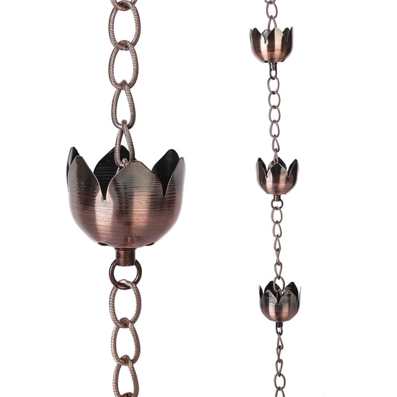 Topadorn 8.5 FT Lotus Rain Chain for Gutters, Decorative Metal Rain Chain with Lotus Shape Design, Outdoor Downspout Alternative for Garden Patio Decor