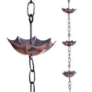 Topadorn Umbrella & Lotus Rain Chain, 71.5 Metal Water Diverter with 8 Cups, Antique Copper Finish, Decorative Gutter Downspout Replacement