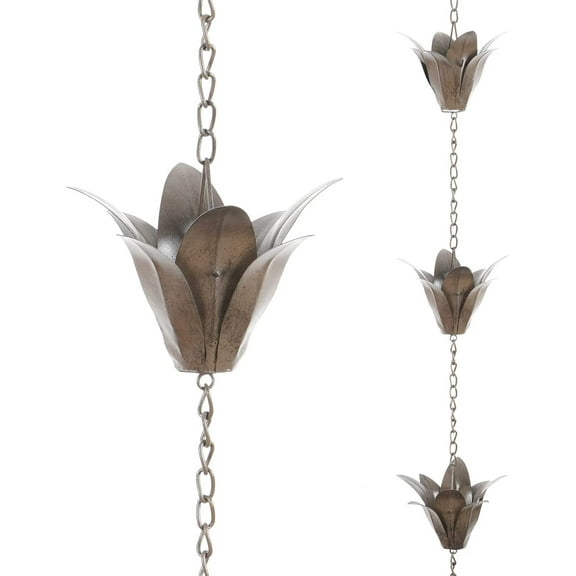 Rain Chains Decorative Rain Chain Bell, 8-1/2 Length, Flower Style