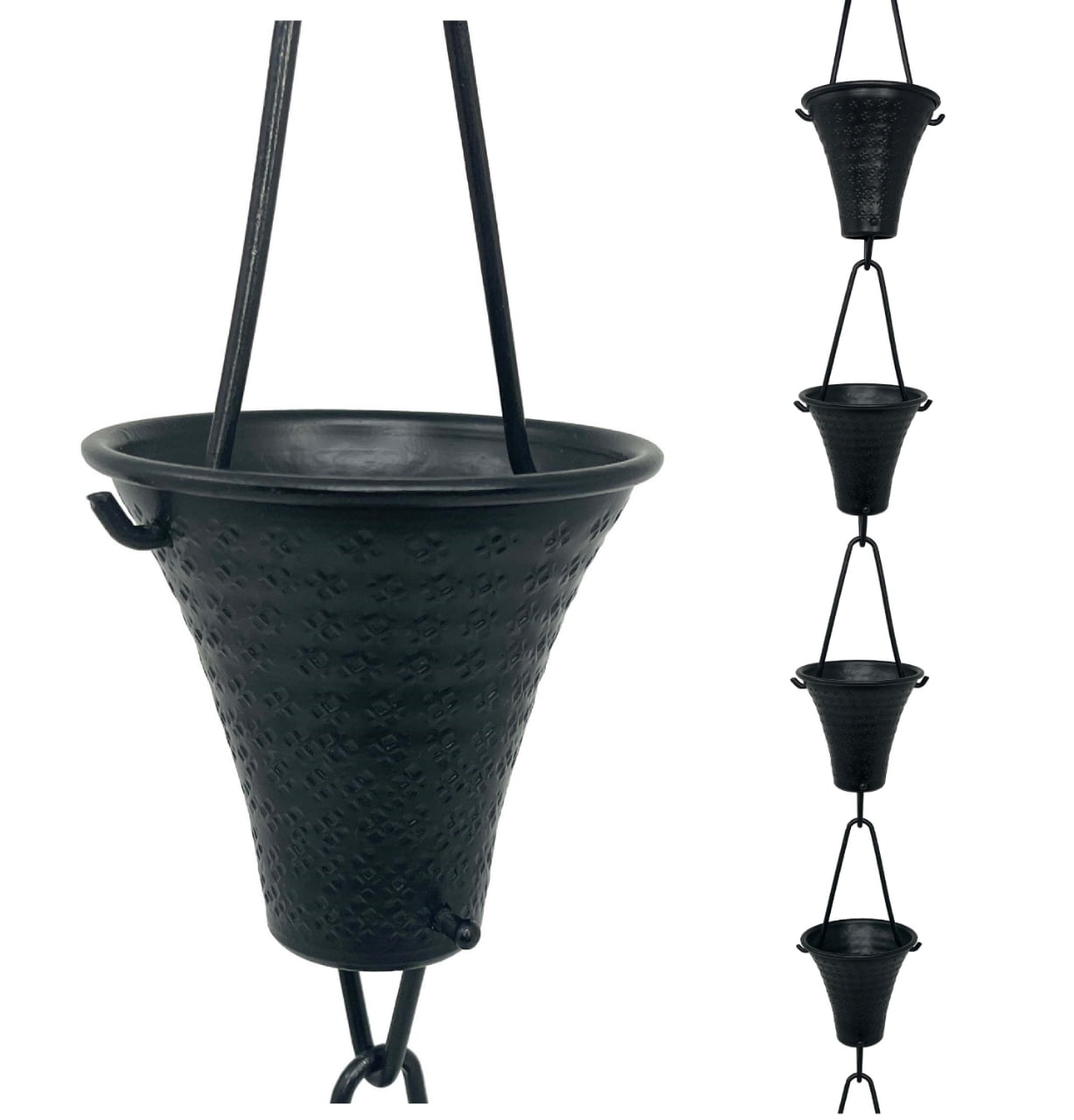 Rain Chains by JASINC 8.5 ft Rainier Rain Chain Black, to Replace Gutter Downspout, Water