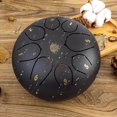 thumbnail image 1 of Rain Chime Drum - 8 Note 6 Inch Rain Drum for Outside Garden, with Bag, Music Book, Drumsticks, Mallet Holder and Finger Paddles, Waterproof Musical Rain Drum for Garden (Black), 1 of 14