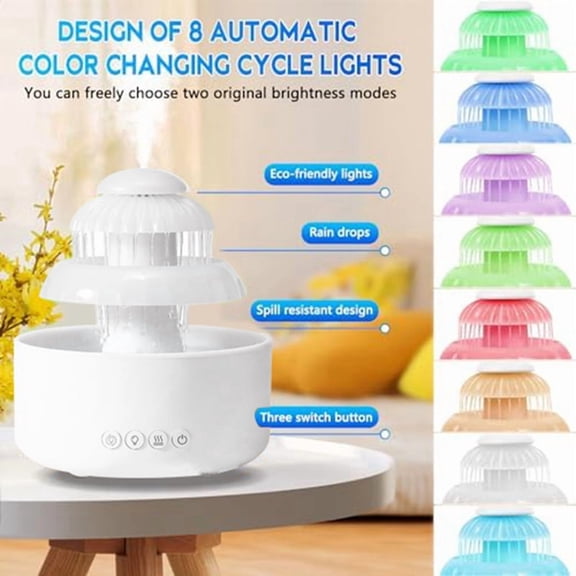 Rain Cloud Cool Mist Humidifier with Color LED Night Light for Bedroom, Office for Drying Prevention Sleep Improvement