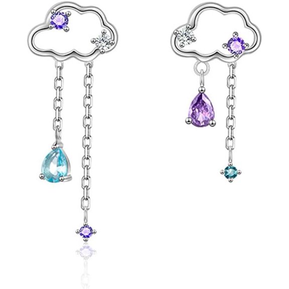 Rain Cloud Earrings Raindrop Tassel Earrings Cute Cloud Earstud Dangle Artificial Crystal Earrings Transparent Cloud Earrings Fashion Jewelry for Women[r9451]