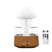 Rain Cloud Humidifier and Essential Oil Diffuser, 3-in-1 Desk Lamp with 7-Color Night Light & Soothing Rain Sounds for Relaxation and Sleep,CH08 Wood - Grain Remote - Control Version