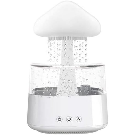 Rain Cloud Humidifier Ultrasonic Mist Maker Fog Generator Aroma Lamp for Oils Diffuser for Home Power 5V 2A no Rechargeable (White)