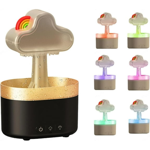 Rain Cloud Humidifier Water Drip, 7 Colors LED Light Rain Cloud Diffuser 500ml Automatic Shutdown Cloud Humidifier Rain Drop for Bedroom Desk