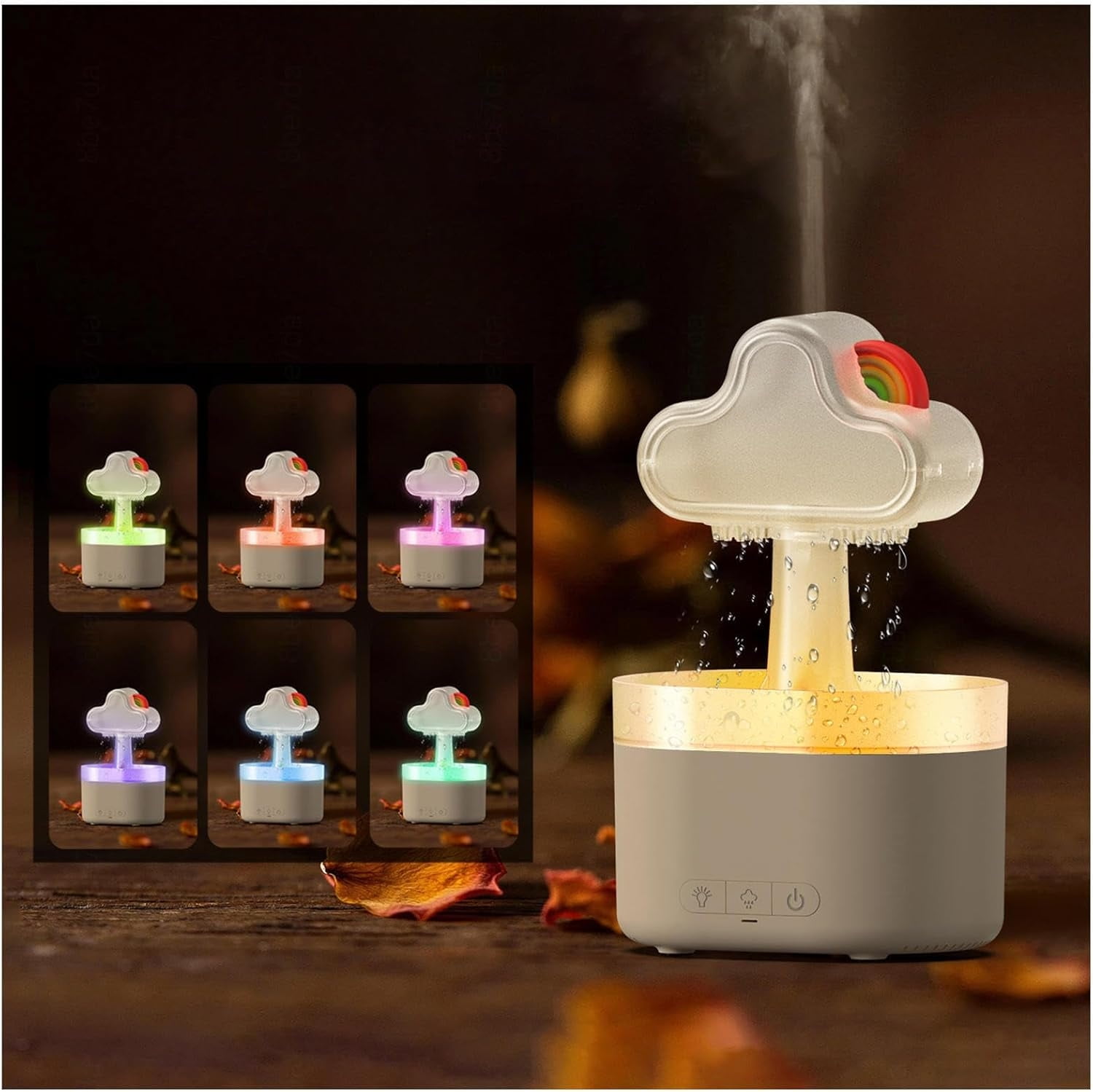 Rain Cloud Humidifier Water Drip, 7 Colors LED Light Rain Cloud ...
