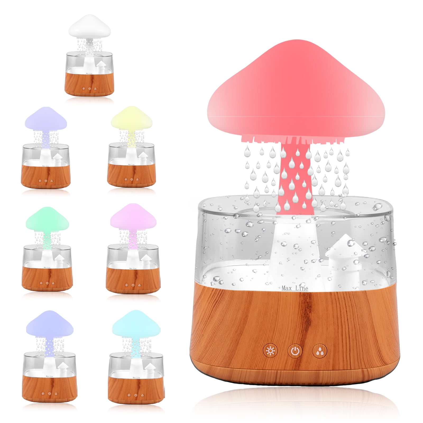 Rain Cloud Humidifier Water Drip,7 Colours Lights Mushroom Aroma