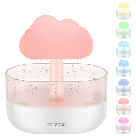Rain Cloud Humidifier Water Drip,Mushroom Diffuser,Cloud Humidifier Rain Drop,Rain Cloud Diffuser with 7 Light Colours,Waterfall Lamp Humidifier Rain Sounds for Relax Sleeping,200ml