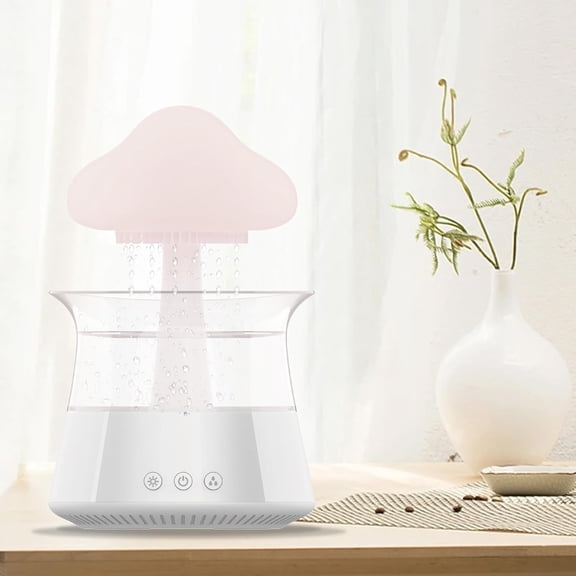 Rain Cloud Humidifier with White Noise & 7 Color LED Lights - 300ml Mushroom Aroma Diffuser for Home Office Bedroom
